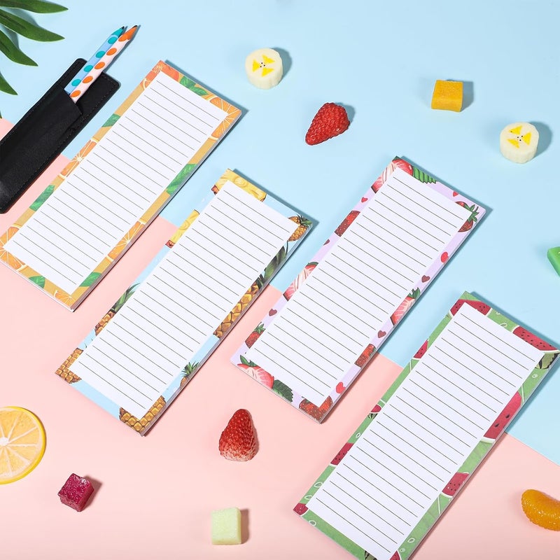 Thboxes 4 Pack Magnetic Note Pad for Fridge with Pen Holder, Totally 200 Sheets Grocery List Magnet Pad for Refrigerator Magnetic Shopping List Pad（Fruit Design） - Image 4